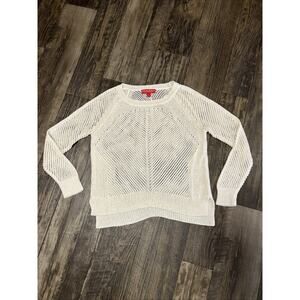 Krimson Klover Open Knit Boho Earthy Pullover Sweater Ivory Small USA feminine